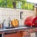 an outdoor with a sink and pizza oven